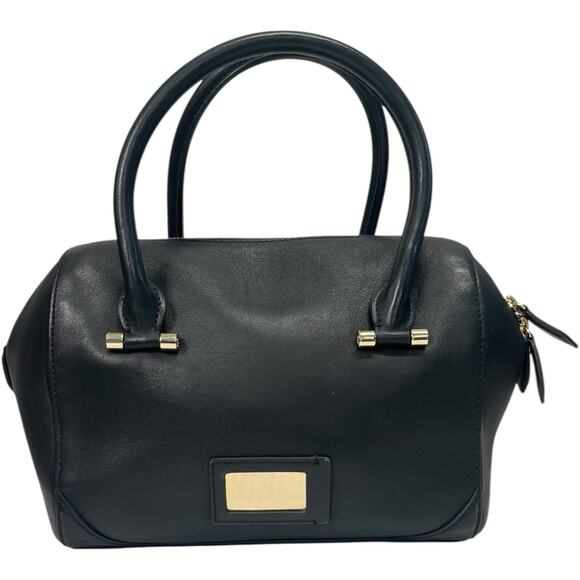 Tory Burch Robinson Satchel Womens Medium Black Leather Top Handle Designer